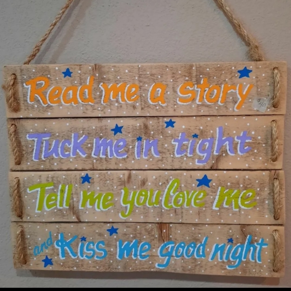Handpainted wood sign kids poem library original Inspirational